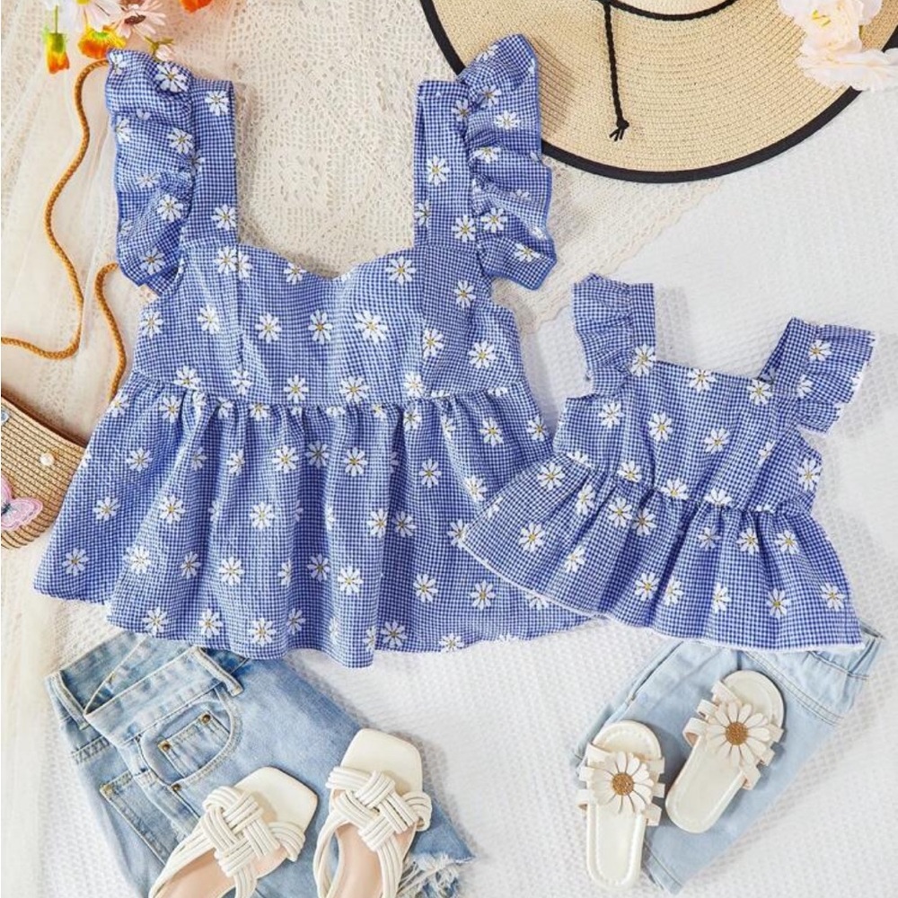 Blue Floral Matching Mommy & Me